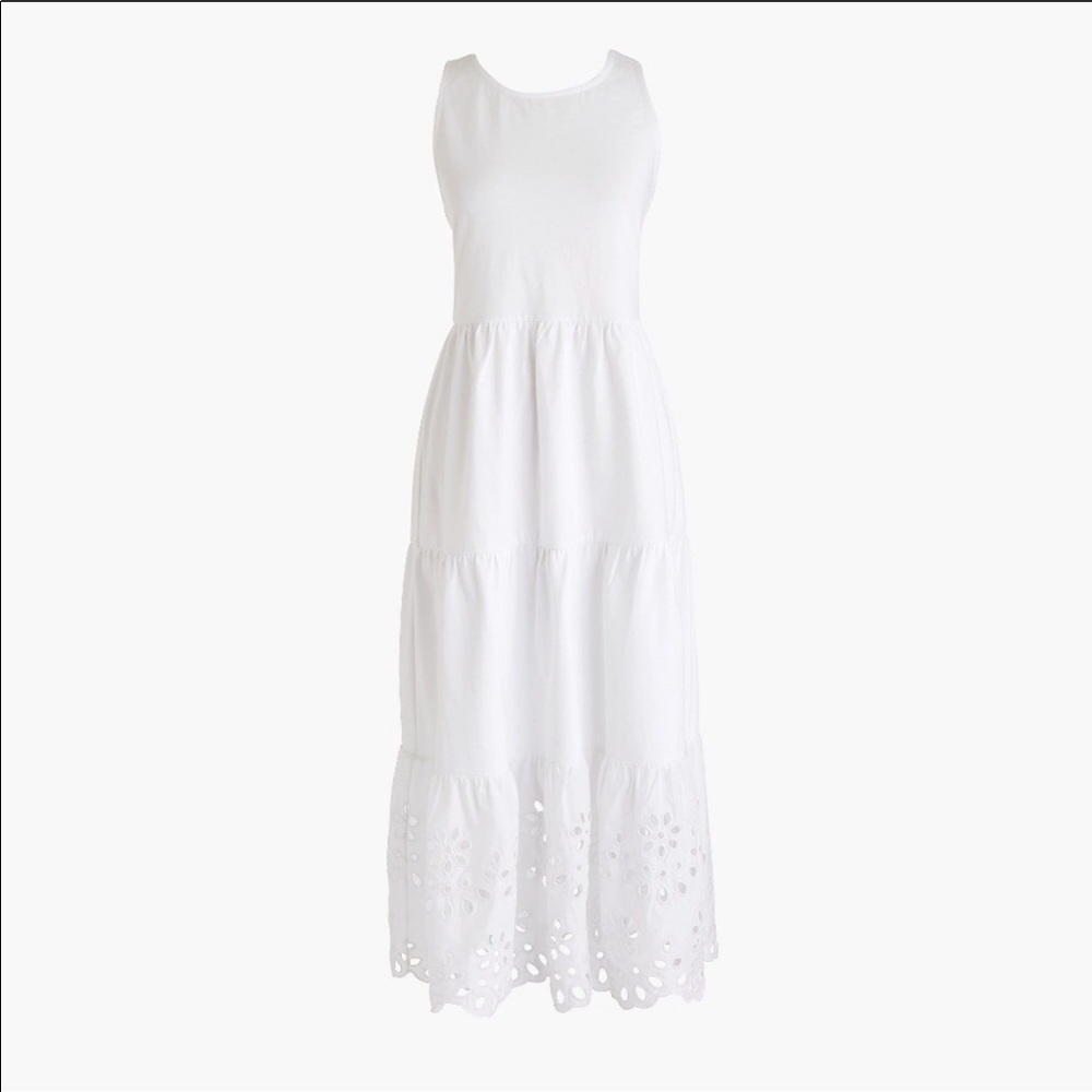 J crew tiered knit maxi dress w eyelet trim